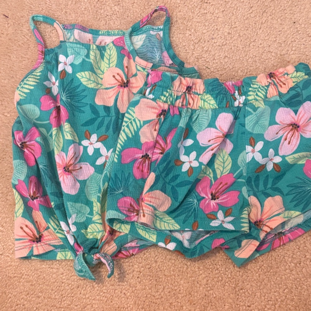 Jumping Beans Floral Tropical Tank and Shorts 3t Set
